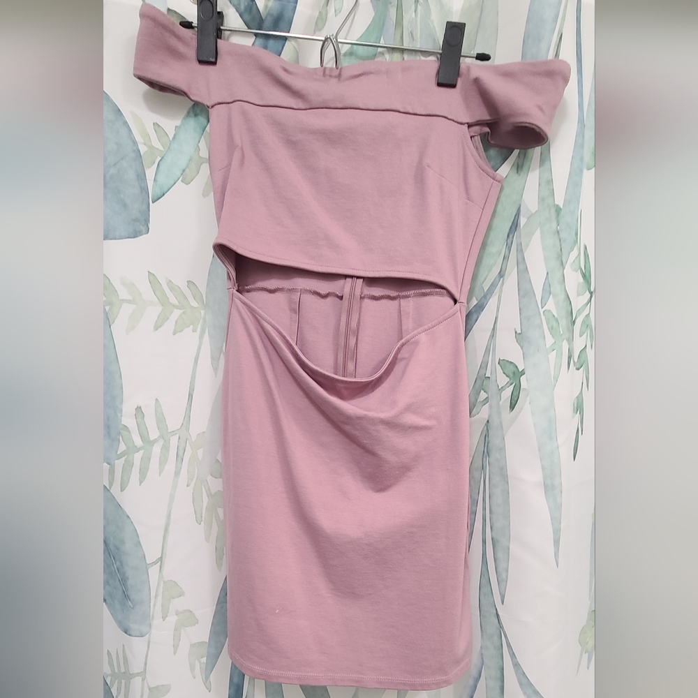 Mauve front cut out off shoulder dress